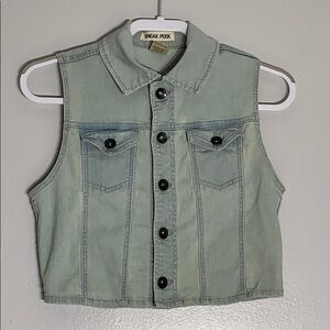 Sneak Peek Denim Light Wash Faded denim Vest Jacket small women’s